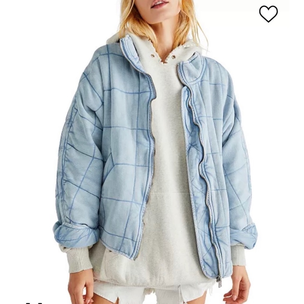 Dolman Sleeve Quilted Jacket in Blue